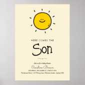 Poster Boho Minimalist Voici le Baby shower Sun (Devant)