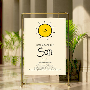 Poster Boho Minimalist Voici le Baby shower Sun
