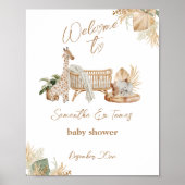 Poster Boho Modern Heart Font Baby shower Bienvenue (Devant)