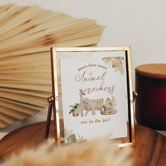 Poster Boho Modern Heart Font Baby shower Guess Game Sign