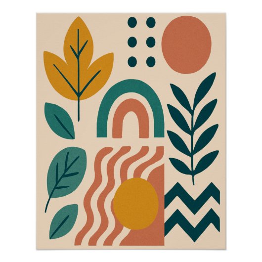 Poster Boho moderne Abstrait Nature Wall Art (Devant)