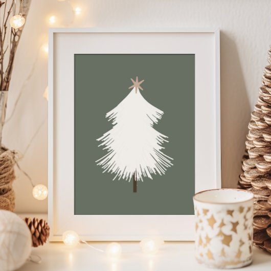 Poster Boho moderne Beige et or Arbre de Noël Imprimer