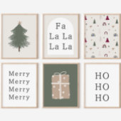 Poster Boho moderne Beige & vert Noël présent Imprimer