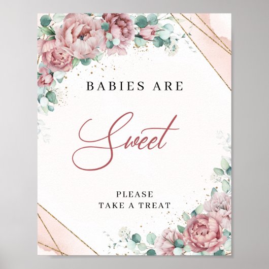Poster Boho moderne blush or eucalyptus Baby Are Sweet (Devant)