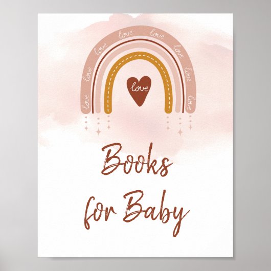 Poster Boho Moderne Blush rose Arc-en-ciel Livres Pour Bé (Devant)