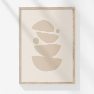 Poster Boho Moderne Muted Beige Neutral Bowls Art Abstrai