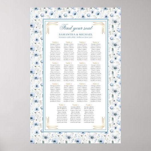 Poster Boho moderne Pastel Blue Gold Parties scintillant (Devant)