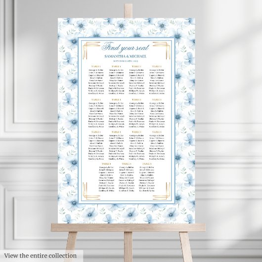 Poster Boho moderne Pastel Blue Gold Parties scintillant