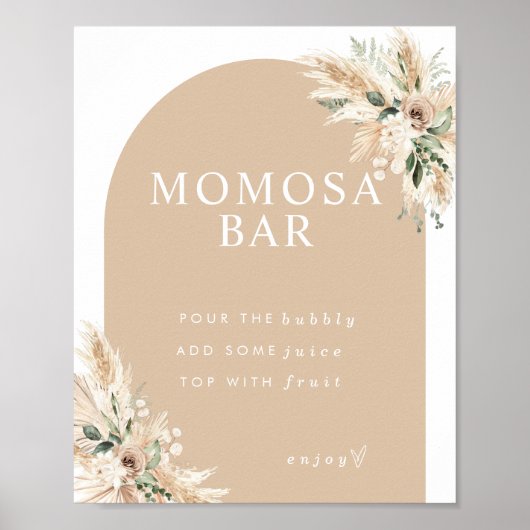 Poster Boho Momosa Beige Pampas Grass Bar (Devant)
