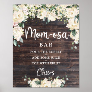 Poster Boho momosa panneau de bar en bois rustique