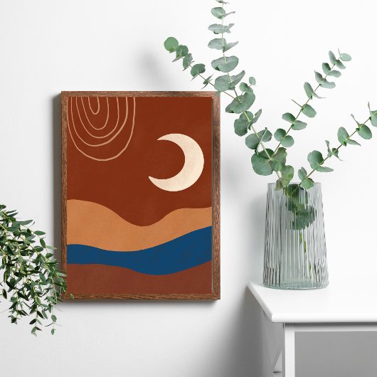 Poster Boho Moon Landscape Abstract Terracotta Trendy