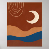 Poster Boho Moon Landscape Abstract Terracotta Trendy (Devant)