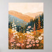 Poster Boho Mountain Daisy Paysage Fleur sauvage 18x24" (Devant)
