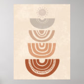 Poster Boho Muted Soleil Abstrait neutre et formes art (Devant)