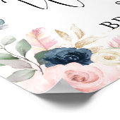 Poster Boho Navy Blush Voyage Fête des mariées Bienvenue (Coin)