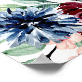 Poster Boho Navy Pink Floral Love in Bloom Bridal Shower (Coin)