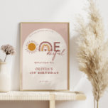 Poster Boho n'est pas elle magnifique 1er anniversaire Ar<br><div class="desc">Beau arc-en-ciel bohème et soleil 1er anniversaire arc-en-ciel affiche de bienvenue.</div>