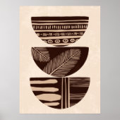 Poster Boho Neutral Abstrait Tribal Bowls Wall Art (Devant)