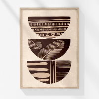 Boho Neutral Abstrait Tribal Bowls Wall Art