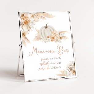 Poster Boho Neutral Citrouille Baby shower Maman Osa Bar