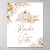 Poster Boho Neutral Citrouille Baby showers Livres et Cad (Devant)