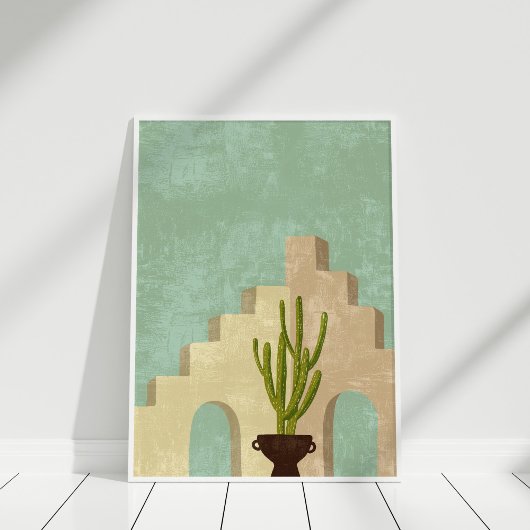 Poster Boho Neutre et Turquoise Abstrait Illustration Art