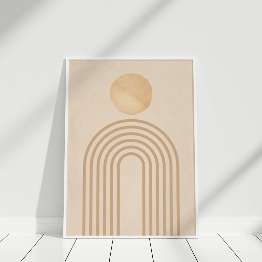 Poster Boho Neutre Pêche Terracotta Sun Rainbow