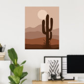 Poster Boho Night Desert Cactus Pleine lune Wall Art (Bureau à domicile)