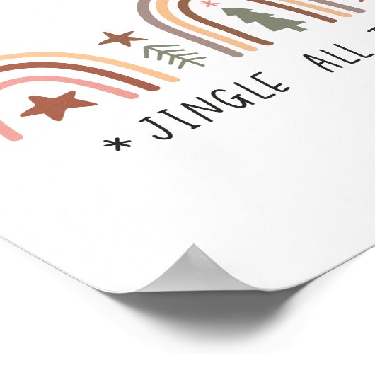 Poster Boho Noël arc-en-ciel Couleurs muettes Jingle (Coin)