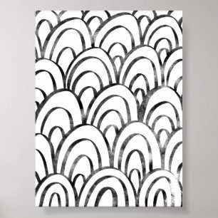 Poster Boho noir et blanc Abstrait Rainbow Wall Art