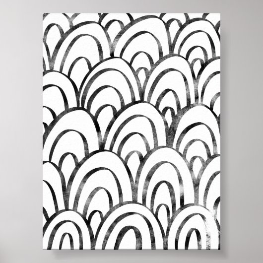Poster Boho noir et blanc Abstrait Rainbow Wall Art (Devant)