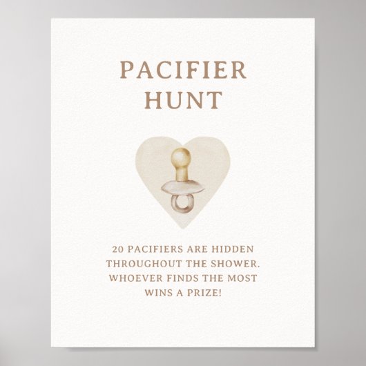 Poster Boho Nursery Chic Baby shower Pacifier chasse (Devant)