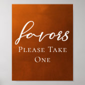 Poster Boho Orange Brûlé Automne Mariage Accueil Faveurs (Devant)