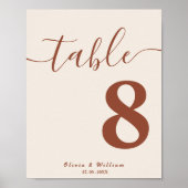 Poster Boho Orange Brûlé | Numéro de Table Fleur Sauvage (Devant)