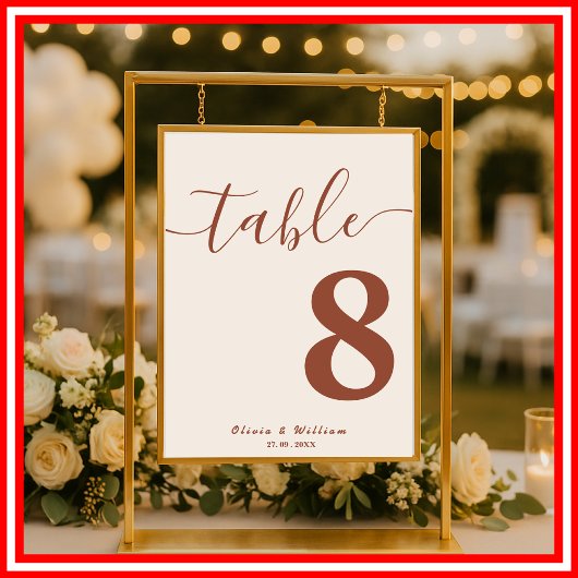 Poster Boho Orange Brûlé | Numéro de Table Fleur Sauvage