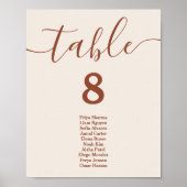Poster Boho Orange Brûlé | Plan de table de mariage (Devant)