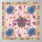 Poster Boho paisley and elephant pattern_lmandala artwork (Devant)