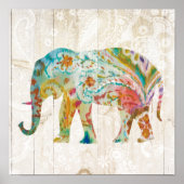 Poster Boho Paisley Elephant II (Devant)