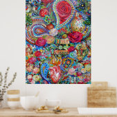 Poster Boho Paisley L'amour l'un l'autre (Cuisine)