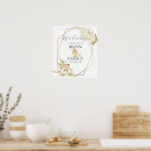 Poster Boho Palm Orchidées Mariage accueil (Cuisine)