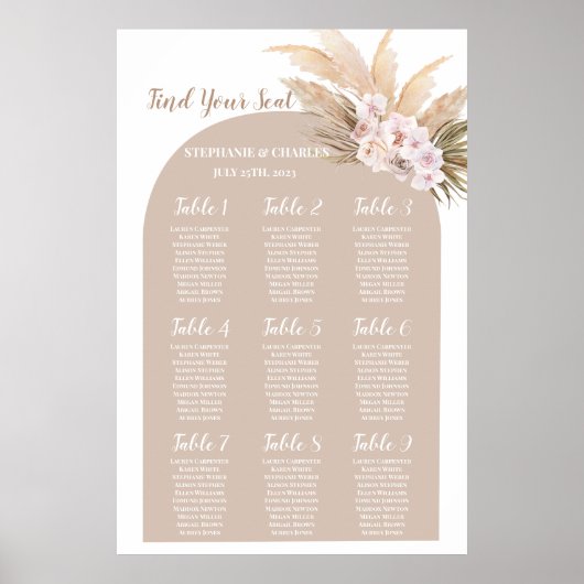 Poster Boho Pampas Arche Mariage Arche en laiton Carte de (Devant)