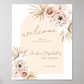 Poster Boho Pampas Baby shower en herbe Bienvenue (Devant)