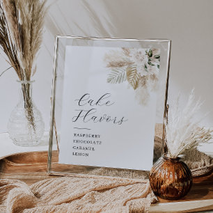 Poster Boho pampas et verdure signe des saveurs de gâteau