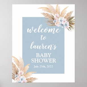 Poster Boho Pampas Grass Baby shower Garçon Panneau de bi