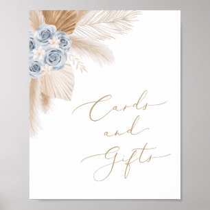 Poster Boho Pampas Grass Boy Baby Shower Cards and Gifts