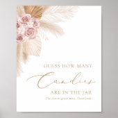 Poster Boho Pampas Grass Devinez Combien de bonbons Signa (Devant)