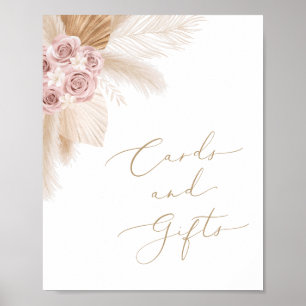 Poster Boho Pampas Grass Girl Baby Shower Cards and Gifts