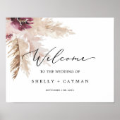 Poster Boho Pampas Grass Mariage Bienvenue (Devant)