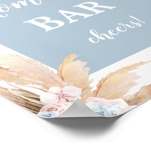 Poster Boho Pampas Grass Mimosa Bar Symbole garçon (Coin)