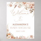 Poster Boho Pampas Grass Neutral Baby shower Bienvenue (Devant)